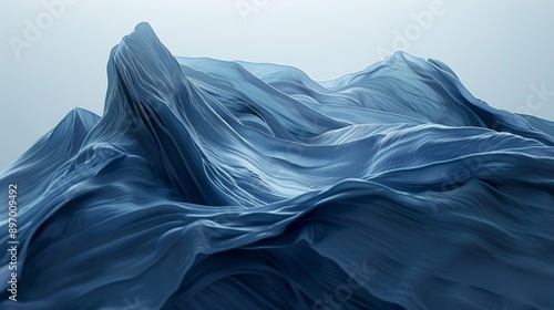 Wallpaper Mural Flowing blue fabric creates a serene abstract texture against a light blue background, reminiscent of mountain peaks with gentle waves and curves Torontodigital.ca