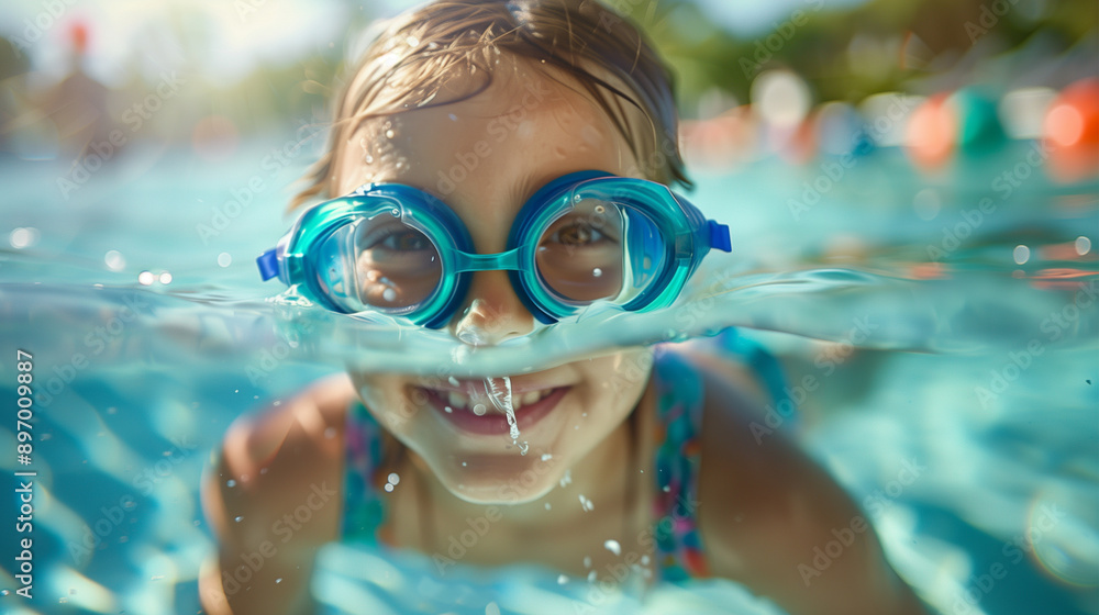 Naklejka premium child in swimming pool