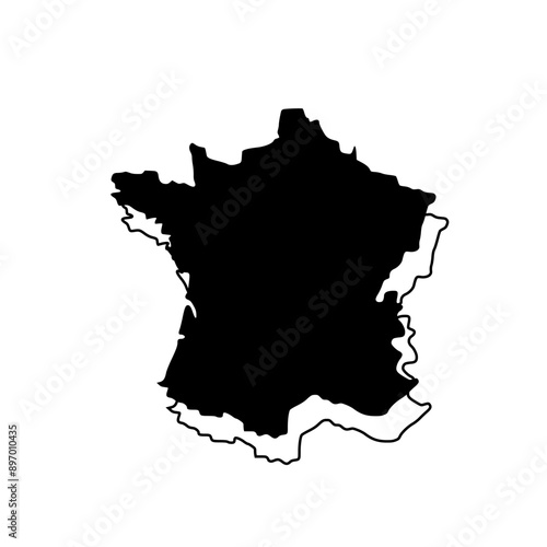 black silhouette design of paris France map on white background