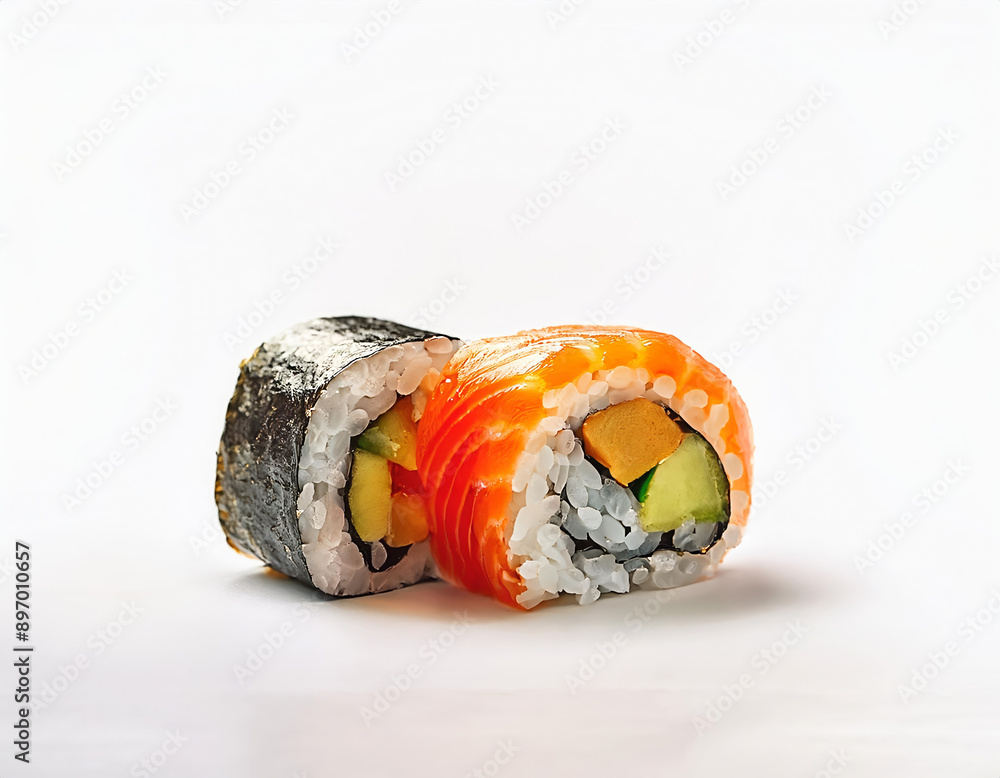 Sushi roll isolated on white background, Traditional Japanese food Sushi roll isolated on white background, Traditional Japanese food