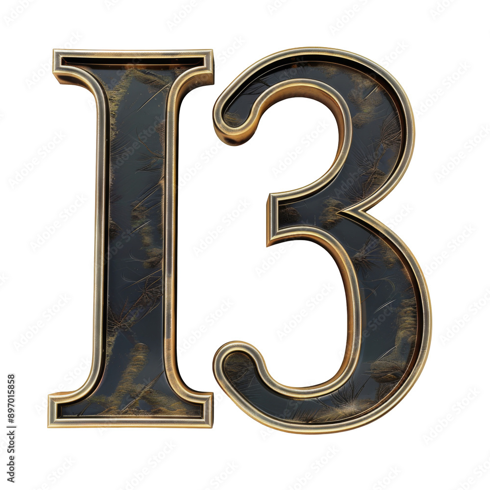 Number 13 3D letter isolated on white or transparent background Number 13 3D letter isolated on white or transparent background