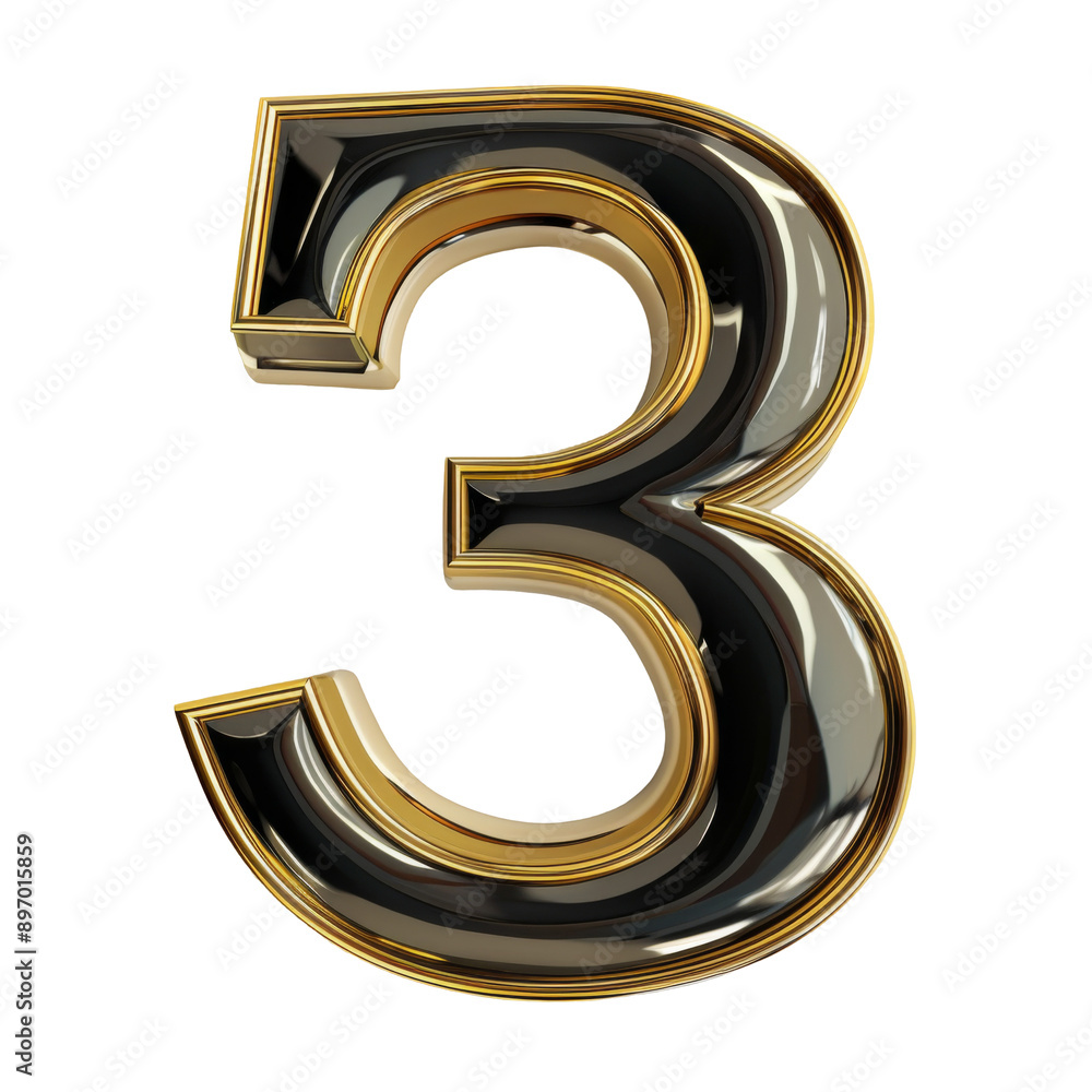 Number 3 3D letter isolated on white or transparent background Number 3 3D letter isolated on white or transparent background