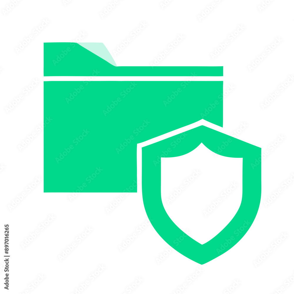 Secure Data Folder Icon with Shield, Digital Privacy Concept Secure Data Folder Icon with Shield, Digital Privacy Concept