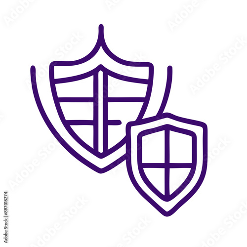 Cyber Security Icon with Double Shield Outline, Blue and Purple Tones