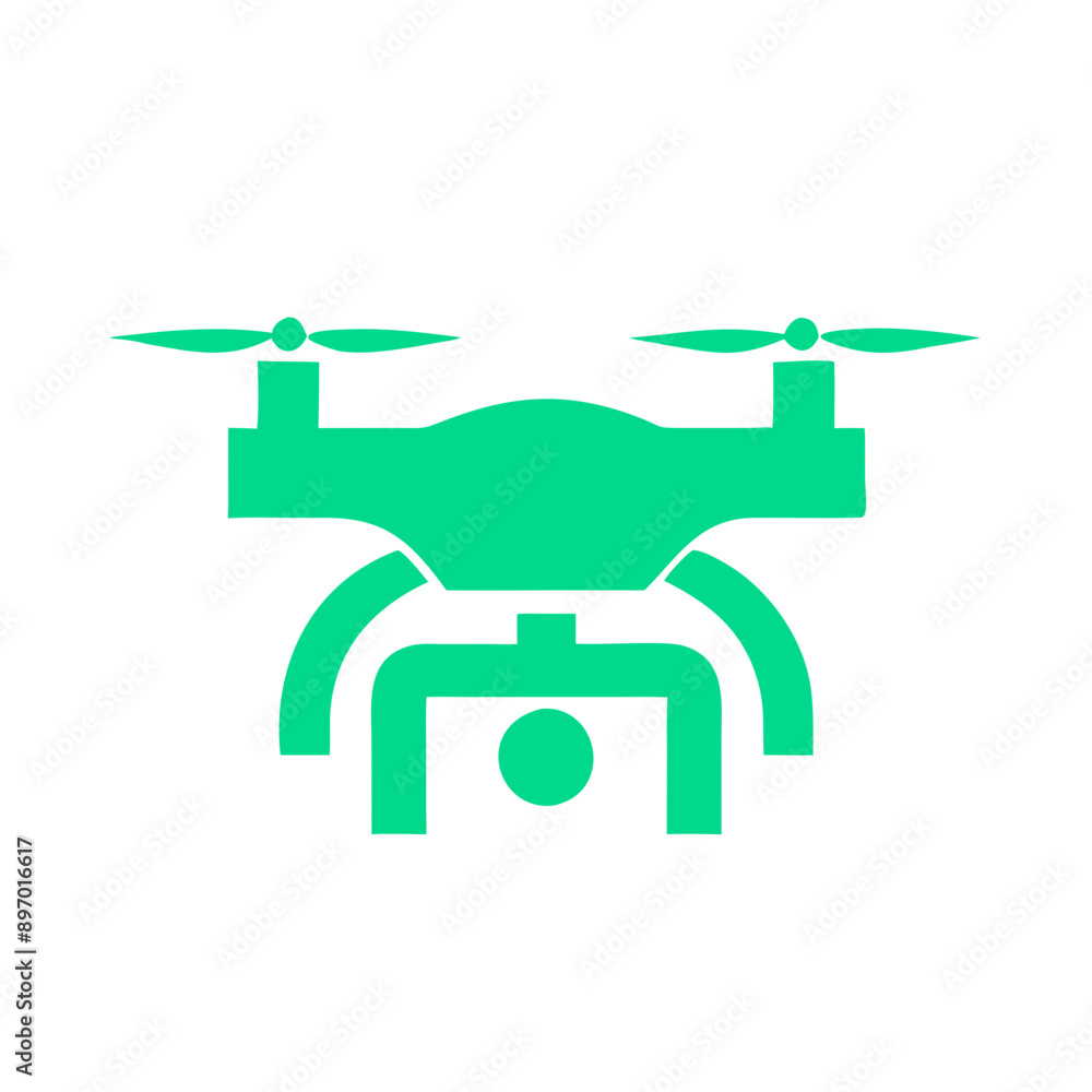 Green Drone Icon in Flight Green Drone Icon in Flight