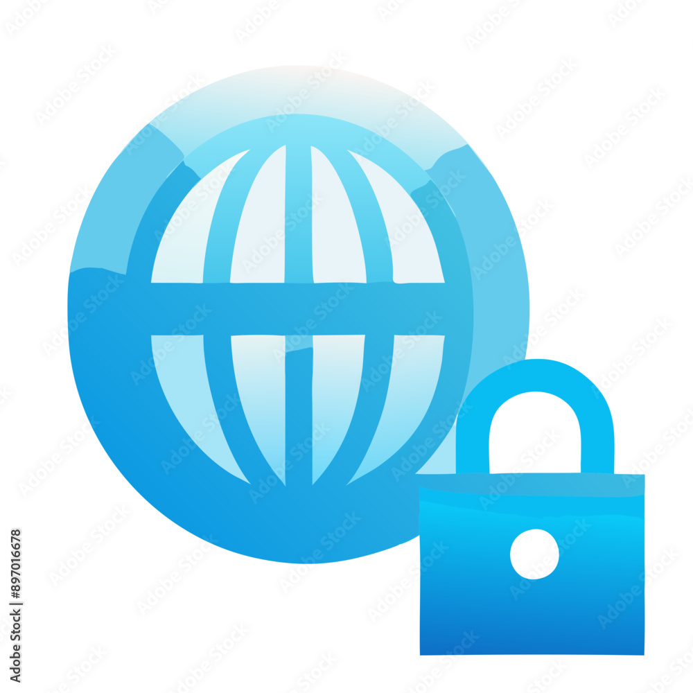 Global Security Icon - Internet Safety with Lock Global Security Icon - Internet Safety with Lock