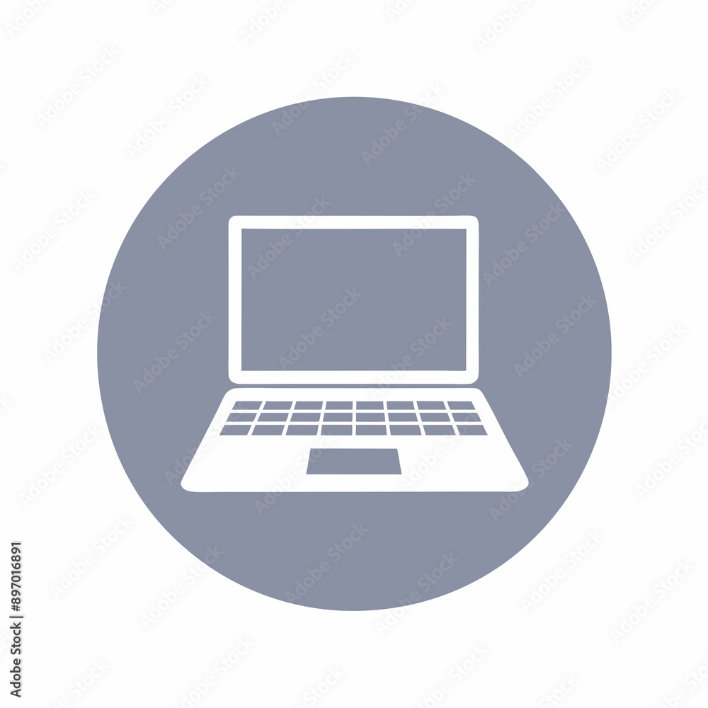 Minimalist Laptop Icon in Gray Representing Digital Work and Technology Minimalist Laptop Icon in Gray Representing Digital Work and Technology