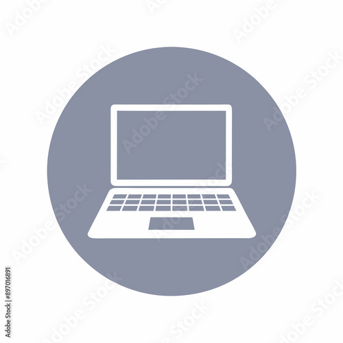 Minimalist Laptop Icon in Gray Representing Digital Work and Technology