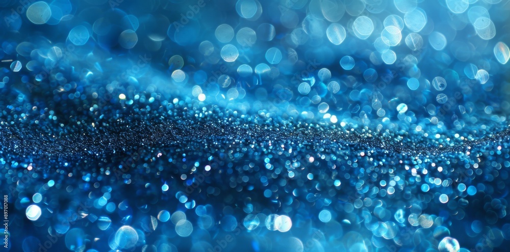 Blue Bokeh Lights Shimmer with Festive Sparkle. Blue Bokeh Lights Shimmer with Festive Sparkle.