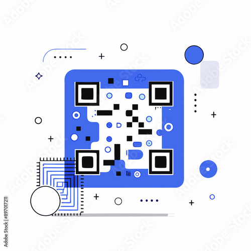 Futuristic QR Code Icon for Advanced Digital Technology, Mobile Scanning, Contactless Transactions, and Data Automation Solutions