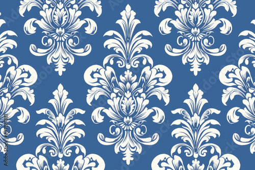 White and cerulean royal pattern photo