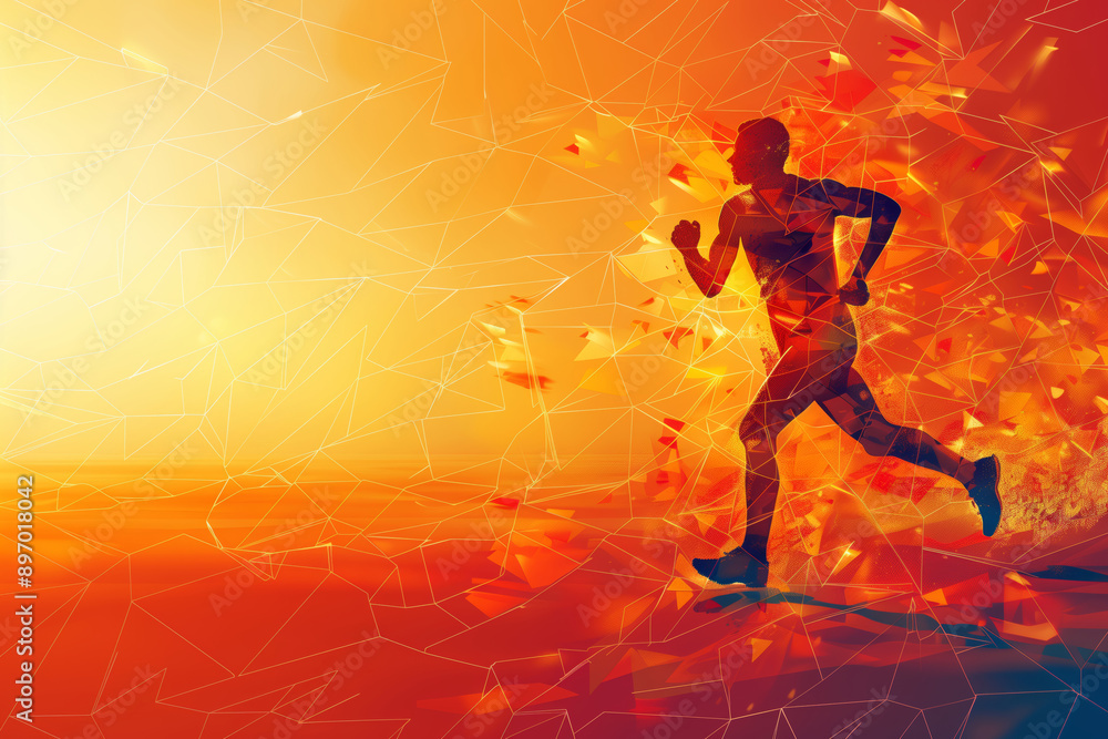 A Runner's Silhouette Against a Blazing Summer Sunset A Runner's Silhouette Against a Blazing Summer Sunset