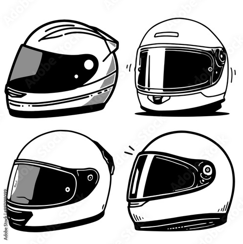 バイクヘルメットのシンプルイラスト