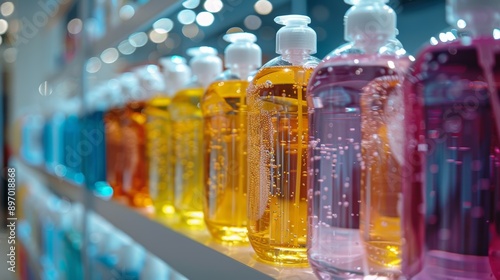 Microbial presence on bathroom shampoo bottles, [germs, bathroom], [highlighting hygiene risks].