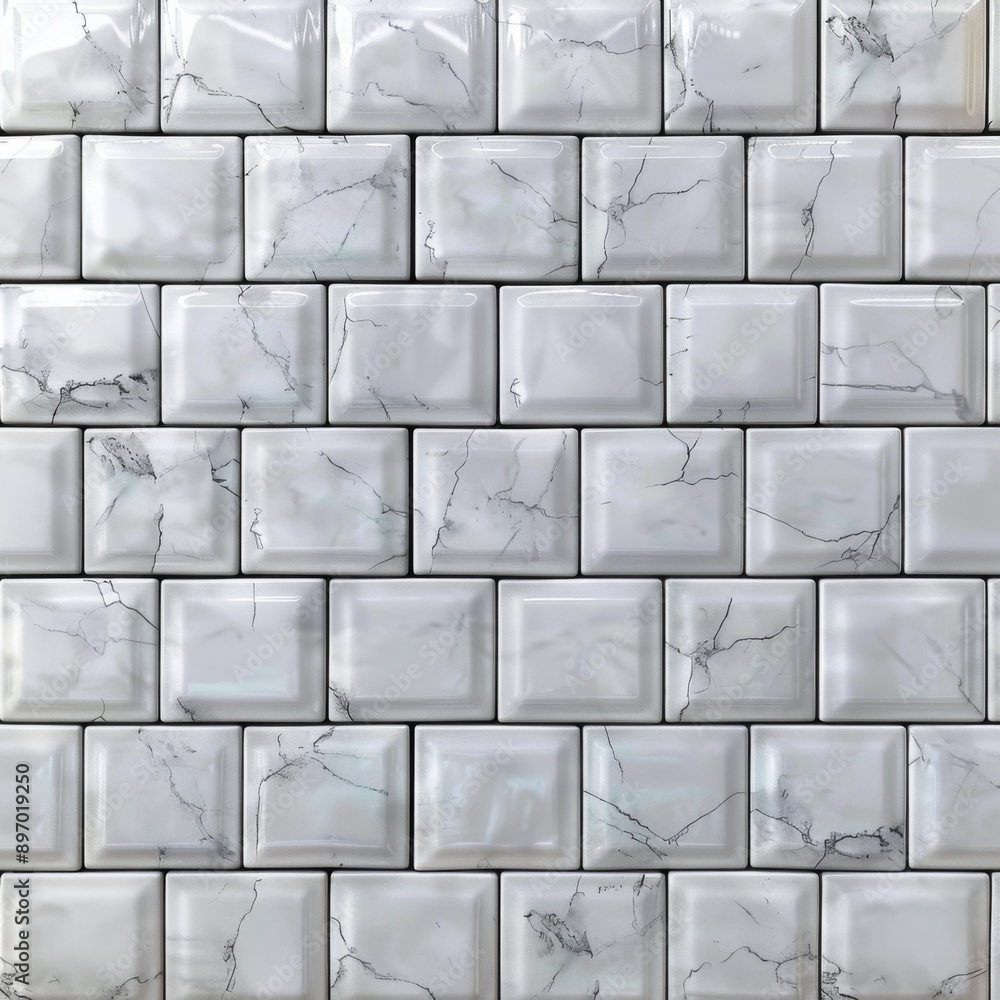 White Marble Tiles Form a Classic Wall Pattern White Marble Tiles Form a Classic Wall Pattern