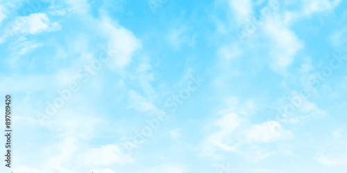 Natural summer or spring background with perfect hot day weather illustration. Background with clouds on blue sky. Vector background