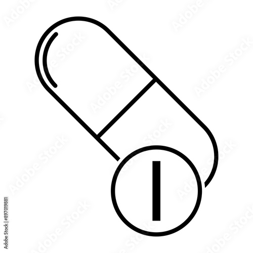 Mineral I icon, healthy medicine pill supplement symbol, complex vitamin vector illustration