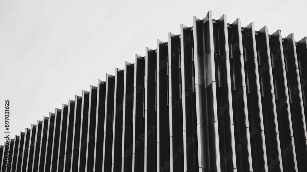 Architectural Lines: Black and White Minimalist Building Facade Architectural Lines: Black and White Minimalist Building Facade