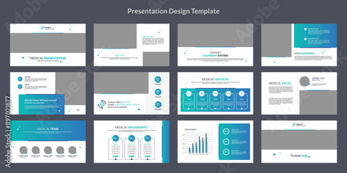modern minimalist medical presentation slide design template, business hospital dentist presentation layout vector.