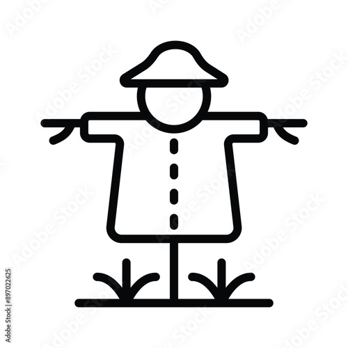 A scarecrow icon showing farm protection, agricultural tradition, and rural landscape decoration.