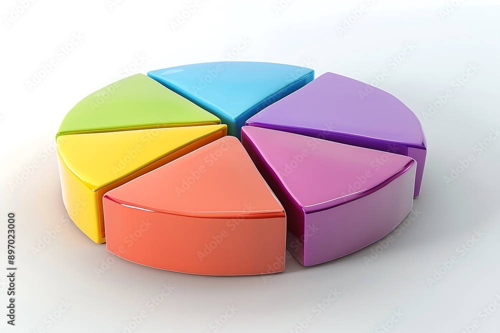 Obraz premium Colorful 3D Pie Chart Visualization