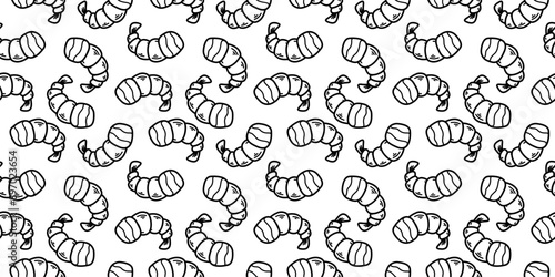tempura fried shrimp seamless pattern. crispy shrimp tempura pattern background. Doodle Tempura Shrimp Pattern Background. fried shrimp pattern.