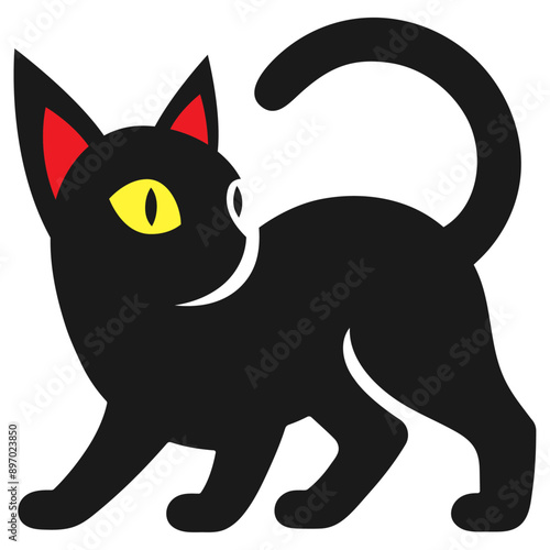 International Cat Day Silhouette In Cute Cartoon Design and Shapes. Vector Illustration.