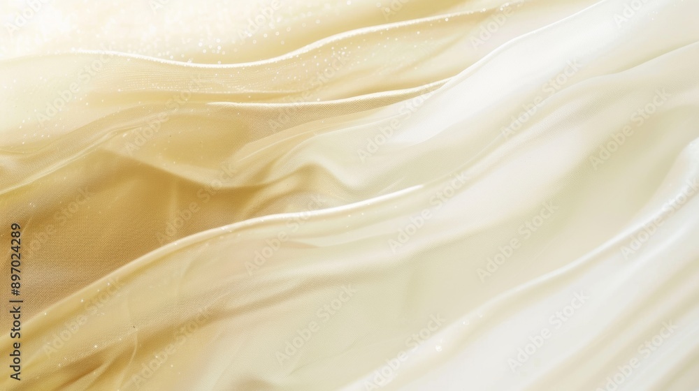 Obraz premium Golden fabric gently moving in the wind, creating a luxurious and elegant background with its soft and delicate texture