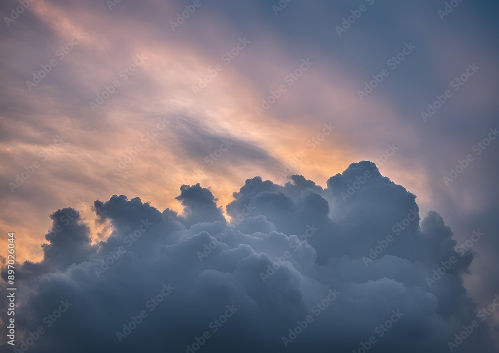 Fototapeta premium Isolated set of white clouds on a background.