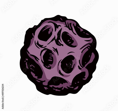 Vector drawing. Small Asteroid in the sky