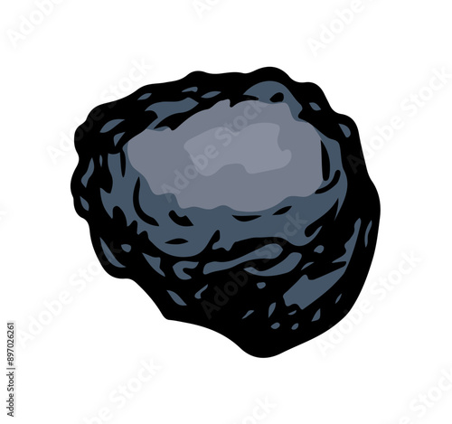 Vector drawing. Small Asteroid in the sky
