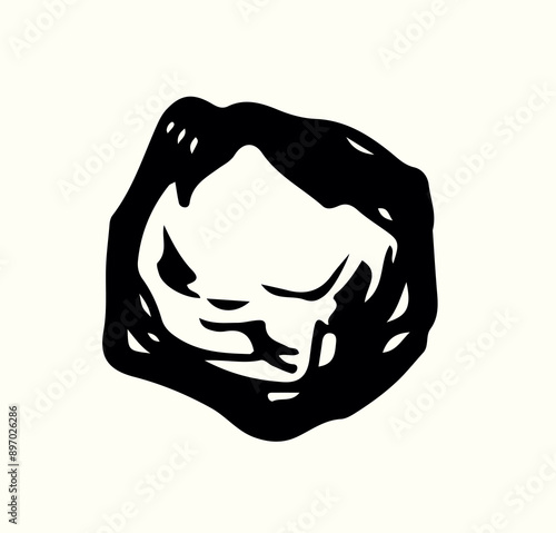 Vector drawing. Small Asteroid in the sky
