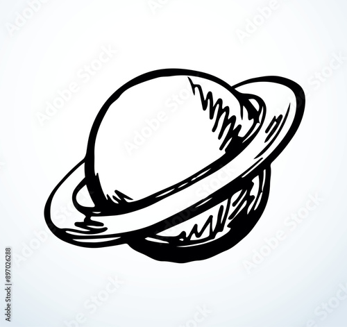 Vector drawing. Small Asteroid in the sky