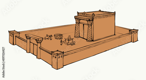 Vector drawing. Temple of Solomon