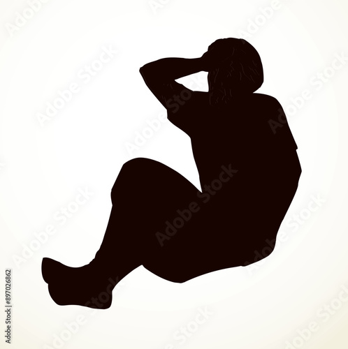 Vector drawing. Man fall on the ground