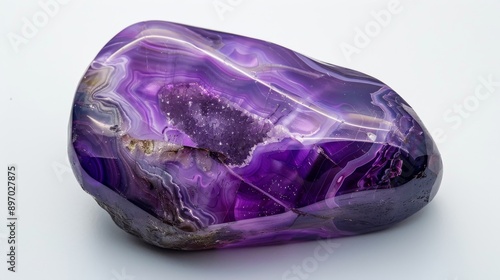 CloseUp Photograph of Single Polished Sugilite Gemstone for Minimalist Poster or Card Design