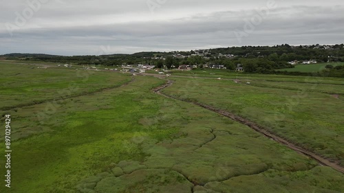 Drone over the green coast line of Heswall, Wirral photo