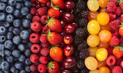 Colorful variety of fresh berries, Generative AI