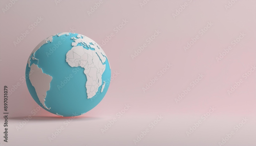 3d Earth world map illustration globe on the right side. 3d render illustration. copy space for text 3d Earth world map illustration globe on the right side. 3d render illustration. copy space for text