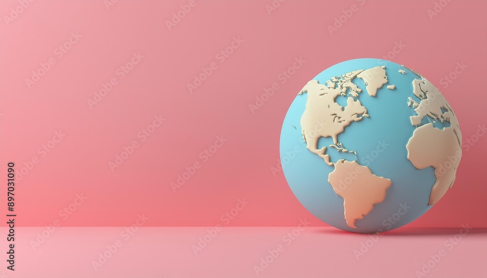 3d Earth world map illustration globe on the right side. 3d render illustration. copy space for text 3d Earth world map illustration globe on the right side. 3d render illustration. copy space for text