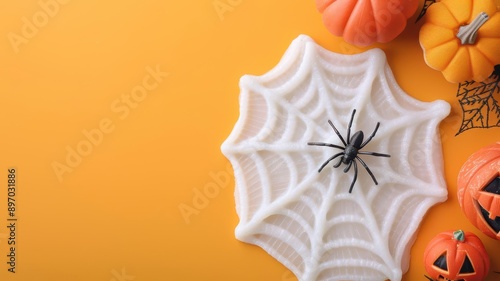 Spider web slime with white glue and borax, Halloween science, polymer experiment photo