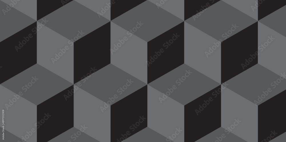 Obraz premium Minimal abstract dark black background from cubes victor art. Geometric tiles and mosaic creative stylish seamless pattern block cube background. minimal hexagon Cubes mosaic shape vector design