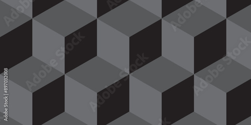 Minimal abstract dark black background from cubes victor art. Geometric tiles and mosaic creative stylish seamless pattern block cube background. minimal hexagon Cubes mosaic shape vector design
