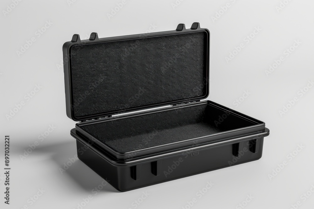 Black Foam. Matte Black Plastic Case with Foam Insert for Design Mockups Black Foam. Matte Black Plastic Case with Foam Insert for Design Mockups