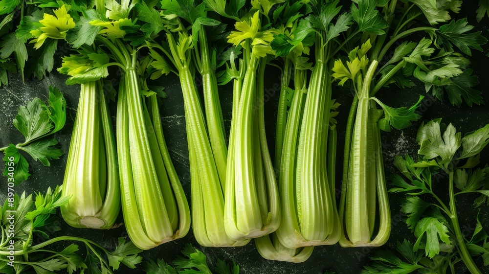 fresh celery with a view above fresh celery with a view above