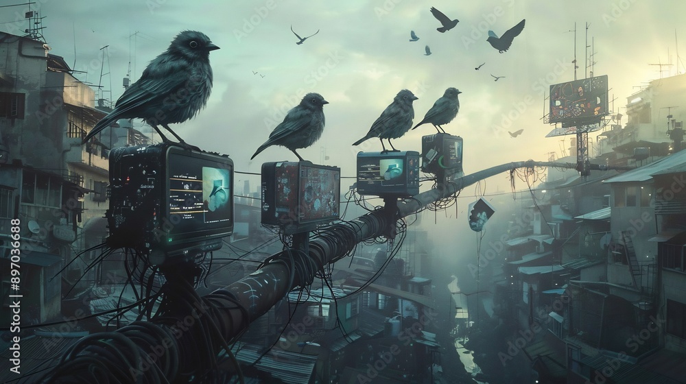 Birds on Surveillance Screens in a Foggy City Birds on Surveillance Screens in a Foggy City