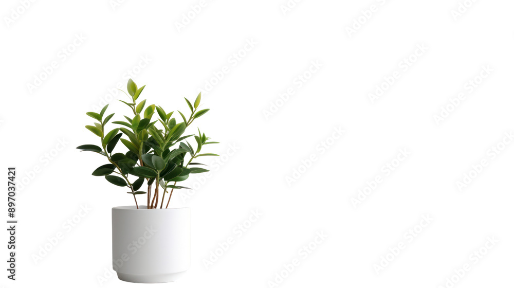 Small tree in a white pot Isolated from the white background Small tree in a white pot Isolated from the white background