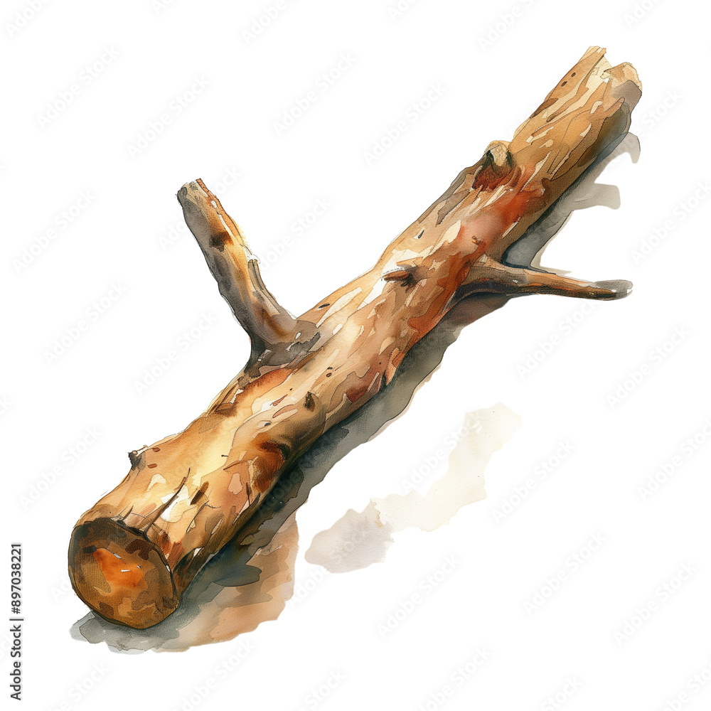 Fototapeta premium wood stick watercolor hand drawn transparent