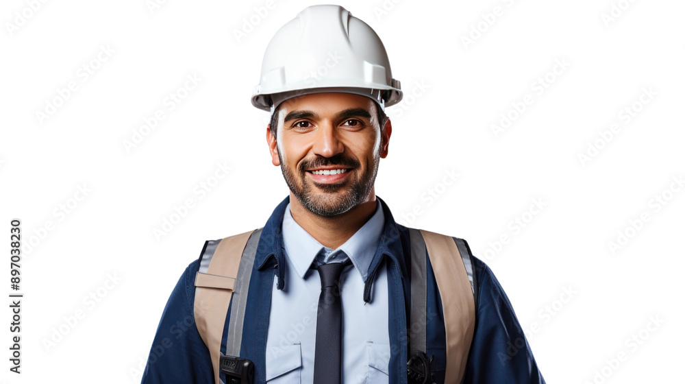 Handsome male engineer looking at camera isolated on white background. Handsome male engineer looking at camera isolated on white background.