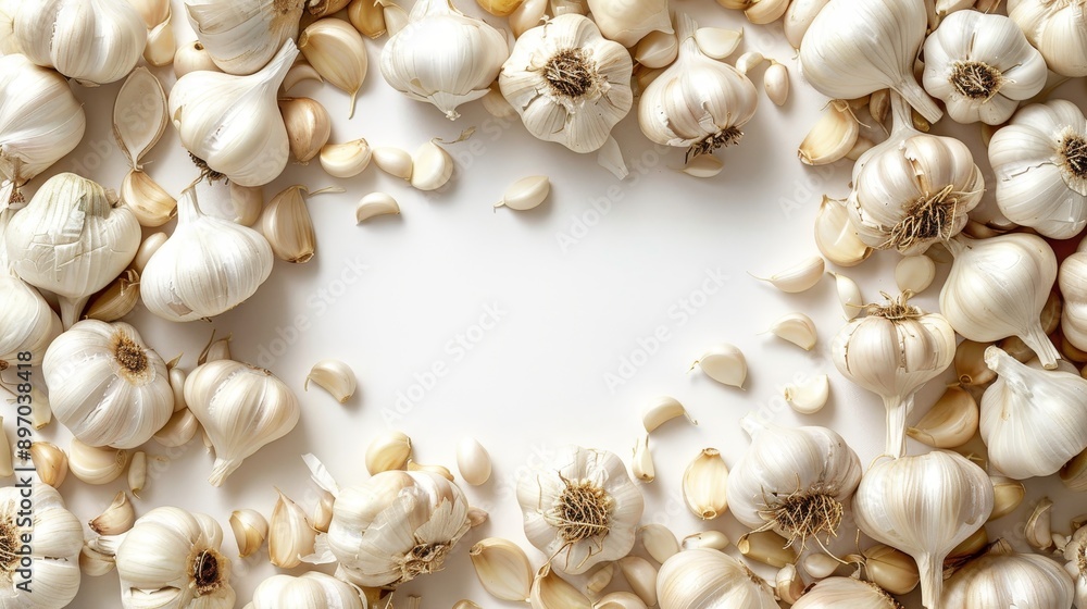Obraz premium garlic on white background. empty space for your text